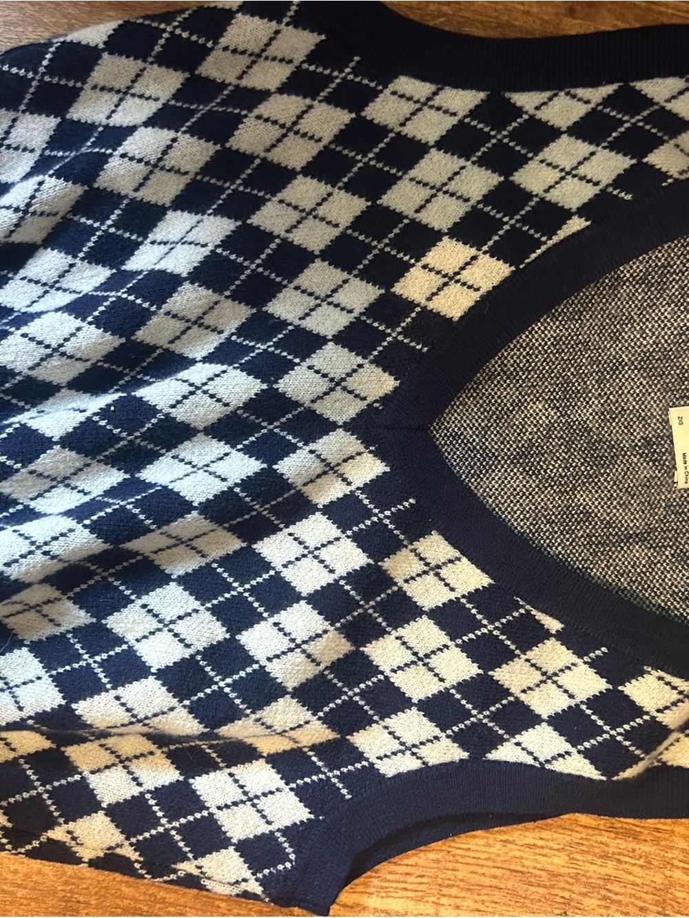 Knit Sweater Vest in Navy and Cream